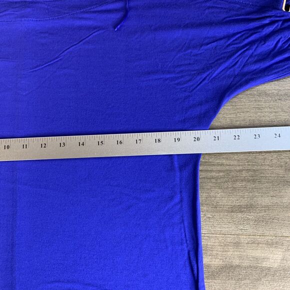 Cable & Gauge Womens Top Blouse Grommet 3/4 Sleeve Blue Purple Size Medium - Picture 8 of 10